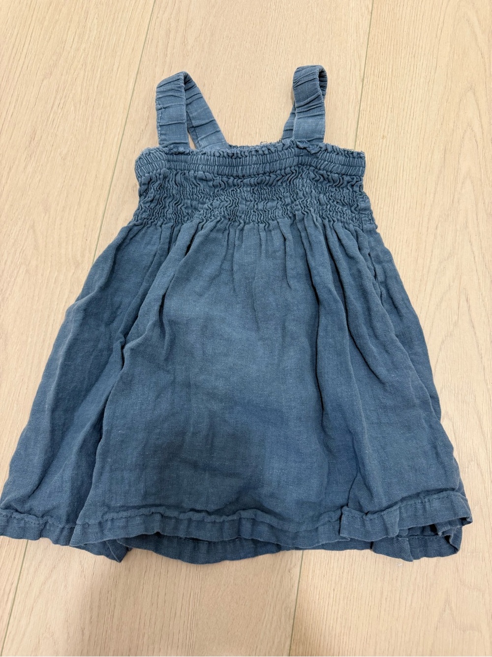 Zara Blue Sleeveless Smocked Cotton Dress for Kids | 1 1/2 Years
